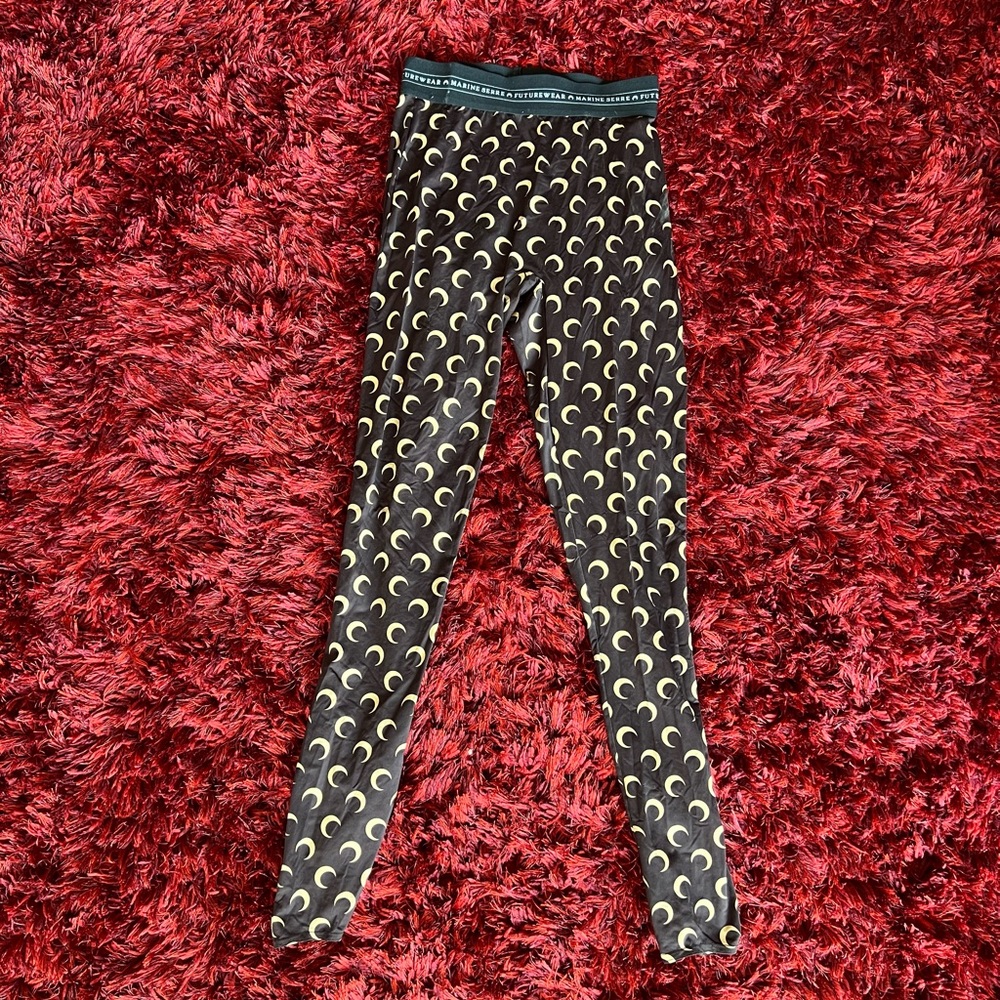 Marine‎ Serre Black Leggings with Gold Crescent Pattern